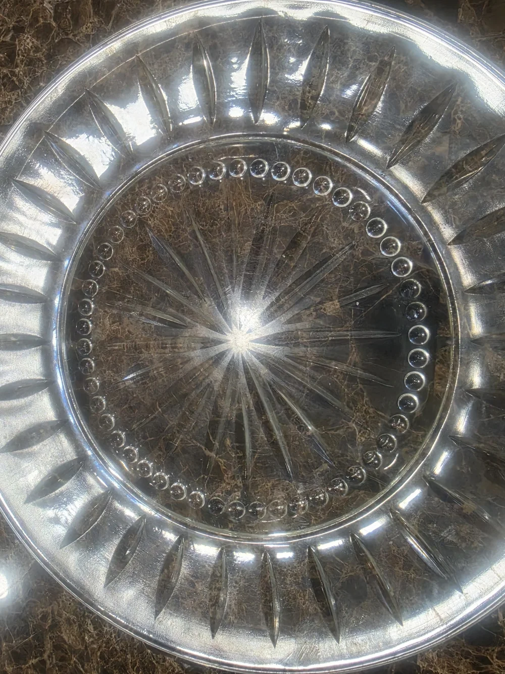 Source Unknown Clear Glass Votive Set with Blue Fan Pattern
